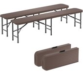 Costway Mesa y 2 Bancos para Picnic de 180 cm con Superficie de HDPE Portátil para Camping Café