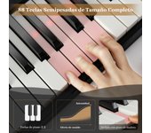 Costway Teclado de Piano Eléctrico Plegable 88 Teclas Iluminadas Tamaño Completo Piano Digital Portátil MP3/USB/MIDI 126 x 30 x 22,5 cm Negro