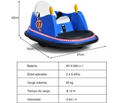 Costway Coche de Choque para Niños Coche de Parachoques Eléctrico Giratorio a 360° Montable 6 V con Luces Música Azul 57 x 75 x 42 cm