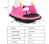 Costway Coche de Choque para Niños Coche de Parachoques Eléctrico Giratorio a 360° Montable 6 V con Luces Música Rosa 57 x 75 x 42 cm