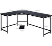 Costway Escritorio Esquinero para Ordenador en Hogar Oficina Mesa de Ordenador en Forma de L 168 x 125 x 74 cm Negro