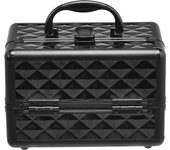 Costway Estuche de cosméticos profesional con espejo. Estuche de tren multiusos para cosméticos 23x15x18cm negro