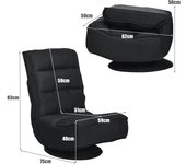 Costway Silla a Ras de Suelo Giratoria a 360° Regulable en 5 Posiciones para Videojuegos Adultos Leer Mirar la TV Negro 59 x 75 x 83 cm