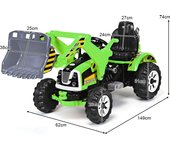 Costway Carretilla Elevadora Eléctrica para Niños Excavadora Alimentada a Batería con 2 Velocidades Coche Montable Verde 149 x 62 x 74 cm