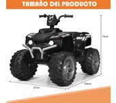Costway Cuatriciclo Eléctrico ATV para Niños Coche Montable de Batería Marcha Adelante Atrás Velocidad Alta Baja con Música Luces LED Negro