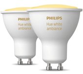 Philips Hue White Ambiance Pack 2 Bombillas LED Inteligentes GU10 4.3W Luz Blanca Cálida a Fría