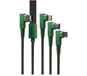 Cable Hune ECO Trenzado 1.2m 3A 3 en 1 Verde Bosque/Negro USB-A a Lightning/USB-C/Micro-USB Carga Rápida