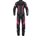 Spidi Laser Touring Traje de cuero de motocicleta para damas de dos piezas - Negro Rosa (44)