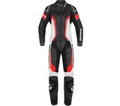 Spidi Laser Touring Traje de cuero de motocicleta para damas de dos piezas - Negro Blanco Rojo (44)
