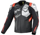 Macna Ignite Chaqueta de cuero para moto perforada - Negro Blanco Rojo (56)