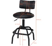 Costway Taburete Giratorio de Bar Silla de Bar Acolchado en Piel PU Altura Regulable para Cocina Comedor Salón Barra 53 x 53 x 84-95 cm Negro