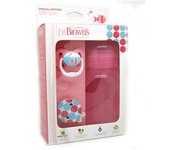 Dr Browns Biberon Boca Ancha 240 ml Rosa Pack Chupete Pinza