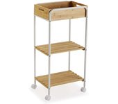 Versa Home Mueble de baño 2 estantes en aglomerado efecto madera y metal blanco