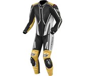 Berik Adria-X Traje de cuero de una pieza de la motocicleta - Negro Blanco Oro (54)
