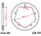 JT SPROCKETS Piñón trasero de acero estándar 751 - 520 - requiere un soporte de piñón trasero -