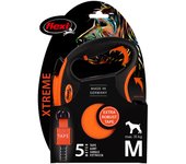 Correa extensible flexi Xtreme naranja con cinta de 5 m - M: hasta 35 kg