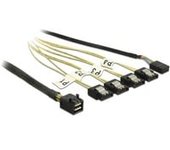 1m, Mini SAS HD SFF-8643/4xSATA 7p Negro, Plata, Amarillo, Adaptador