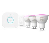 Philips Hue White & Color Ambiance Kit de inicio: 3 focos inteligentes GU10 + regulador de intensidad