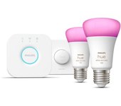 Philips Hue White & Color Ambiance Kit de inicio: 2 bombillas inteligentes E27 (1100) + botón inteligente