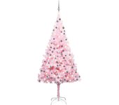 vidaXL Árbol de Navidad preiluminado con luces y bolas rosa 240 cm