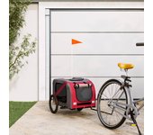 vidaXL Remolque de bicicleta mascotas hierro tela Oxford rojo gris