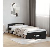 vidaXL Cama con cajón madera de ingeniería negro 90x190 cm