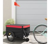 vidaXL Remolque para bicicleta hierro negro y rojo 45 kg