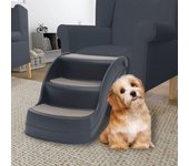vidaXL Escalera para perros plegable de 3 peldaños gris oscuro