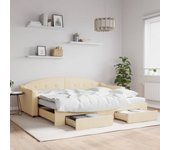 vidaXL Sofá cama nido con cajones tela color crema 90x200 cm