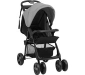 vidaXL Carrito de bebés 2 en 1 de acero gris claro y negro