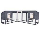 vidaXL Conejera de exterior con corredor madera de abeto gris y blanco