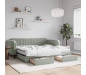 vidaXL Sofá cama nido con cajones terciopelo gris claro 90x190 cm