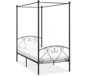 vidaXL Estructura cama con dosel sin colchón metal gris 120x200 cm