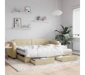 vidaXL Sofá cama nido con cajones tela color crema 90x200 cm