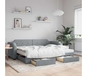 vidaXL Sofá cama nido con cajones tela gris claro 90x190 cm