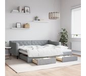 vidaXL Sofá cama nido con cajones tela gris claro 90x190 cm