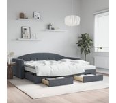 vidaXL Sofá cama nido con cajones terciopelo gris oscuro 90x190 cm