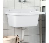 vidaXL Fregadero utilitario de pared resina blanco 60x40x28 cm