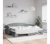 vidaXL Sofá cama nido con colchón tela gris claro 90x200 cm