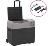 vidaXL Nevera con ruedas y adaptador polipropileno negro y gris 30 L