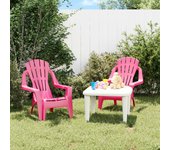 vidaXL Sillas de jardín niños 2 uds aspecto madera PP rosa 37x34x44 cm