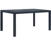 vidaXL Mesa de jardín de plástico aspecto ratán gris 150x90x72 cm