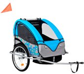 vidaXL Remolque para bicicletas y cochecito 2 en 1 azul y gris
