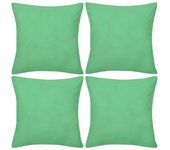 vidaXL 4 fundas verde manzana para cojines de algodón, 40 x 40 cm