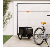 vidaXL Remolque de bicicleta mascotas hierro tela Oxford negro