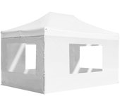 vidaXL Carpa plegable profesional con paredes aluminio blanca 4,5x3 m