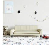 vidaXL Sofá para niños de cuero sintético crema 90x53x30 cm