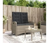 vidaXL Sillón reclinable de jardín con cojines ratán sintético gris