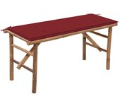 vidaXL Banco de jardín plegable con cojín bambú 118 cm