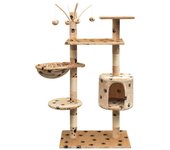 vidaXL Rascador para gatos poste rascador de sisal 125cm huellas beige